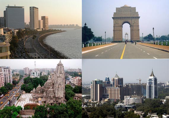 Metro cities in India- New Delhi, Mumbai, Chennai, Kolkata and Bangalore